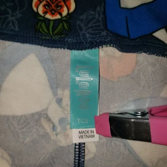 LuLaRoe Disney Alice in Wonderland Blue Leggings PJ Pants Womens Plus Size TC2 - Picture 3 of 7